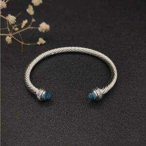 David Yurman Silver Bracelet with Blue Accents